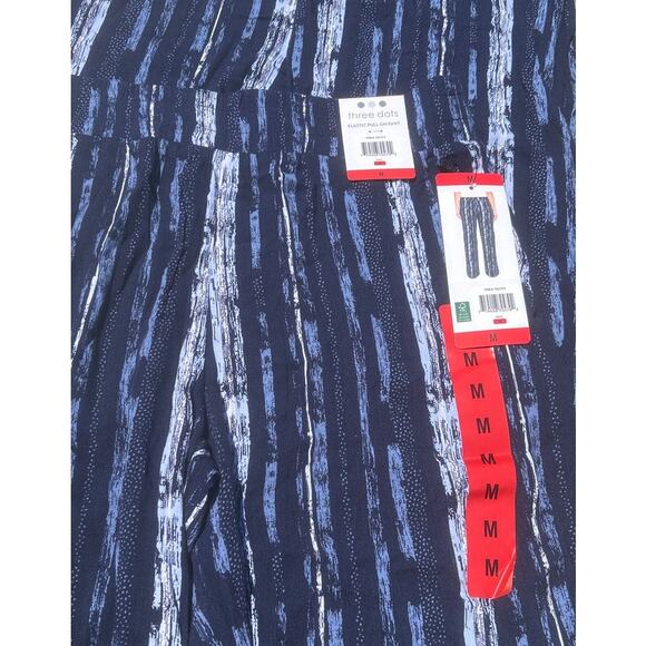 Three Dots Womens Blue Navy Elastic Pull on Pant Medium - Picture 3 of 4